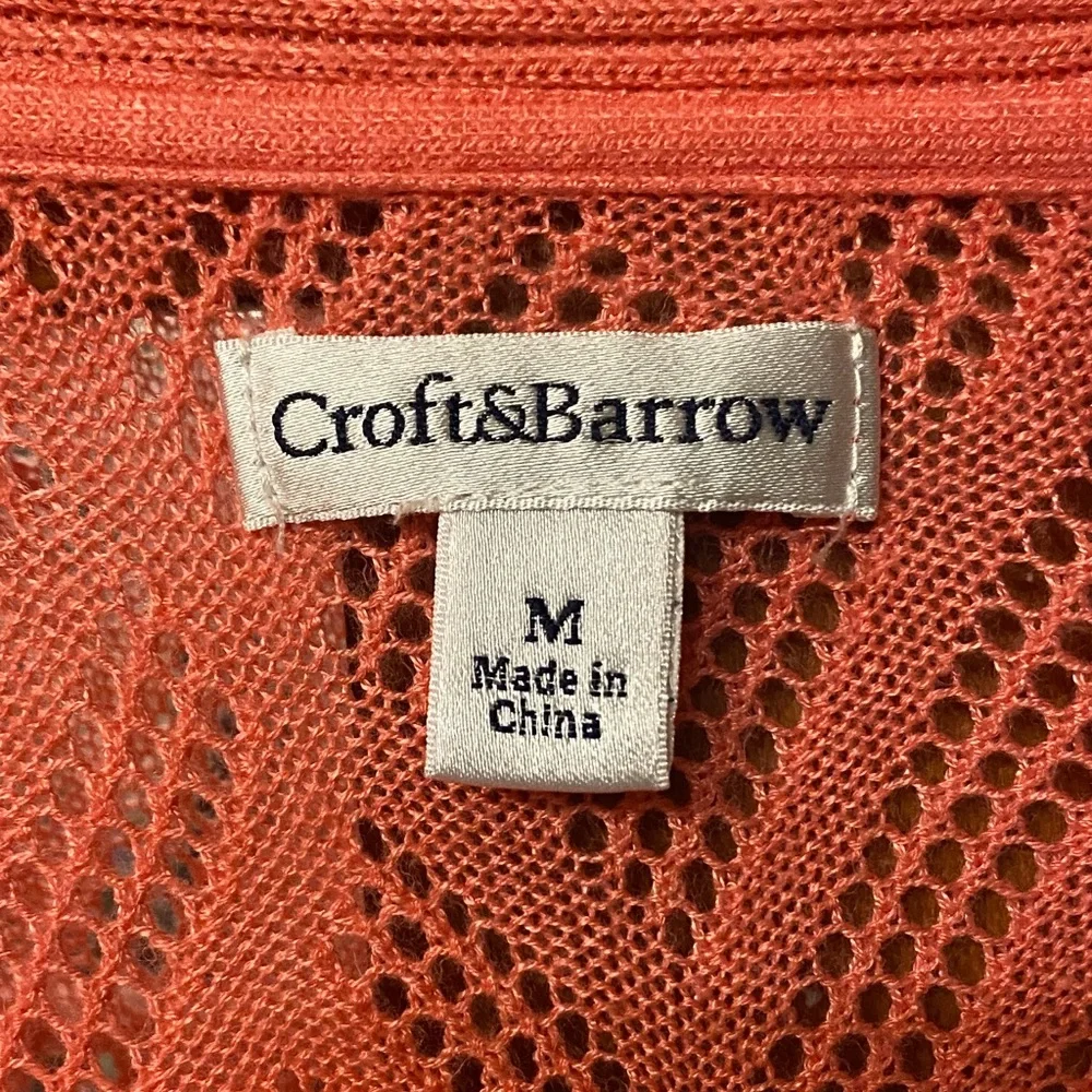 Croft & Barrow Vibrant Coral Size Medium Open Knit Cardigan Spring - Picture 2 of 9